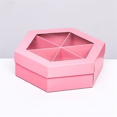 Менажница картон 18,5х18,5х5,5см, цв. розовый - фото 33834