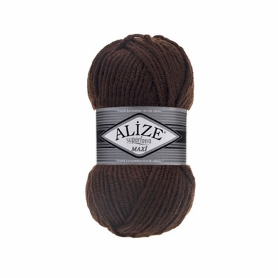 Пряжа Alize Superlana Maxi 25% шерсть/75% акрил 100г №26 Т. коричневый 118975 - фото 33929