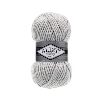 Пряжа Alize Superlana Maxi 25% шерсть/75% акрил 100г №208 Св. серый меланж 118977 - фото 33931