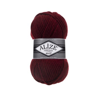 Пряжа Alize Superlana Maxi 25% шерсть/75% акрил 100г №57 Бордо 118993 - фото 33946