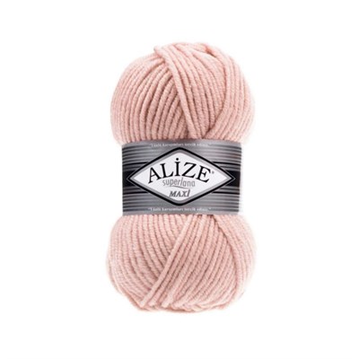 Пряжа Alize Superlana Maxi 25% шерсть/75% акрил 100г №523 Нежно-розовый 118997 - фото 33950