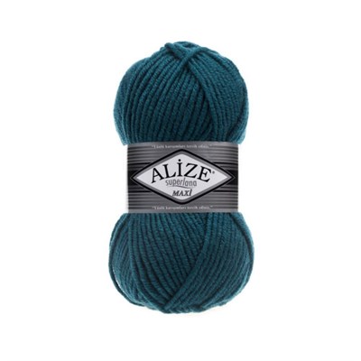 Пряжа Alize Superlana Maxi 25% шерсть/75% акрил 100г №212 Петроль 118998 - фото 33951