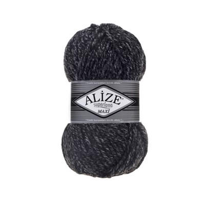 Пряжа Alize Superlana Maxi 25% шерсть/75% акрил 100г №800 Меланжевый антрацит 119000 - фото 33953