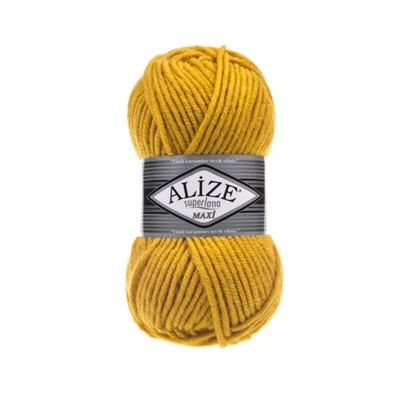 Пряжа Alize Superlana Maxi 25% шерсть/75% акрил 100г №488 Желтый 119002 - фото 33955