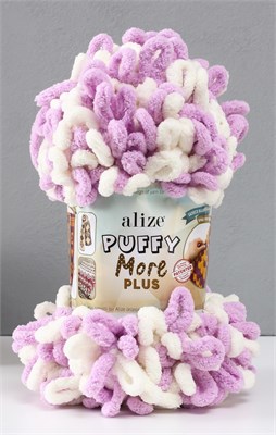 Пряжа Alize Puffy More Plus 100% микрополиэстер, 250г №8003 белый/сирень 119029 - фото 33979