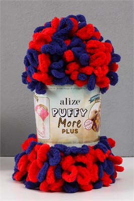 Пряжа Alize Puffy More Plus 100% микрополиэстер, 250г №8009 красный/синий 119031 - фото 33981