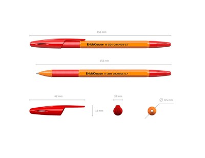 Ручка шариковая красная 0,7мм 2000м Erich Krause 1шт  - фото 35852