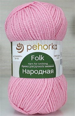 Пехорка Народная 100гр 30% шерсть/70% акрил цв.20 Розовый 121066 - фото 37362