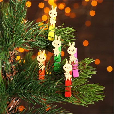 Набор декоративных прищепок «Зайки» 2×13×12,5 см, МИКС 103242