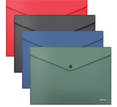 Папка-конверт на кнопке А4, ErichKrause Fizzy Classic, непрозрачная, микс 1шт 115444