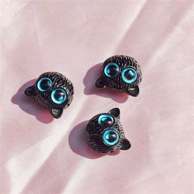 Бусина-шарм "маленькая черная кошка" голубые глаза 125346