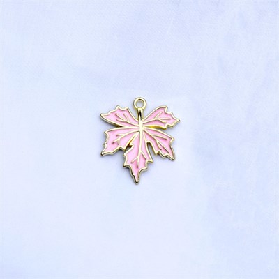 Подвеска "Кленовый лист" цв.розовый 125354