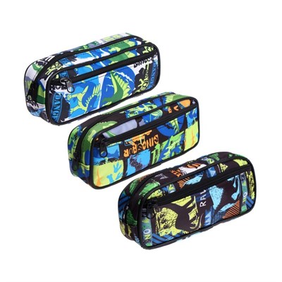 Пенал школьный на молнии Calligrata «Динозавры», 2 отделения, МИКС 1шт 125502