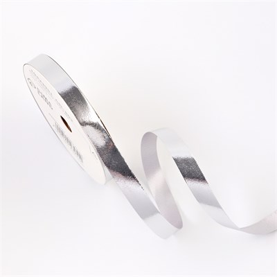 Лента д/декора и подарков «Металл», 1.2см*45м, серебряная 125612