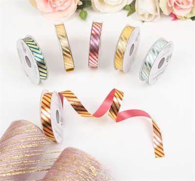 Лента упаковочная д/декора и подарков, ассорти, 1.2см*5м 1шт 125617