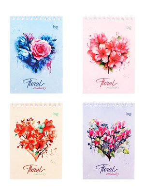 Блокнот А6, 40л в клетку, Floral notebook, на гребне, МИКС 1шт 125665
