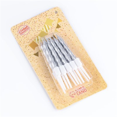 Свечи в торт «Спираль», 10шт, средние, 5см, металлик 125702