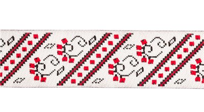 Лента жаккардовая 35 мм "Gamma" DBTRJ-101 ПОЛОСЫ красный/черный 126017