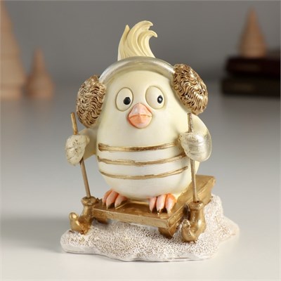 Фигурка полистоун «Птенчик с хохолком, в наушниках», 9*8*11см 126080