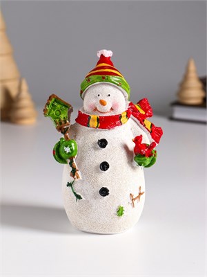 Фигурка полистоун «Снеговик со скворечником и птицей», 9*5.5*13 см 126086