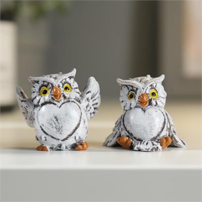 Фигурка полистоун «Филин с сердечком-пузиком», 4*4.1*3см, 1шт 126090