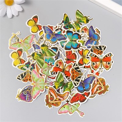 Наклейки д/творчества «Мир бабочек», тиснение золото, н-р 48 шт, 9*7*0.8см 126104