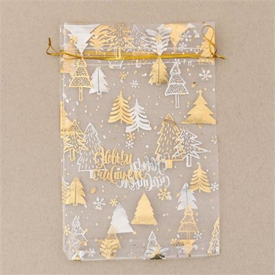 Мешочек подарочный новогодний органза «С Новым счастьем!», 16*24см 126153