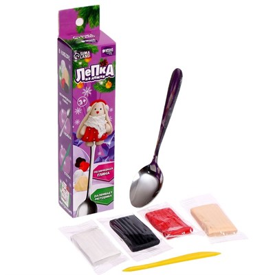 Ложка д/декора полимерной глиной «Новый год! Зайка в шарфике», н-р д/творчества 126171