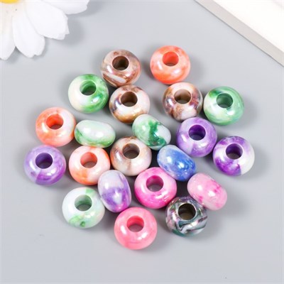 Бусины д/творчества пластик «Колечки мрамор», цветные 20гр, 0.8*1.4*1.4см 126203