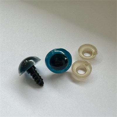 Глаза винтовые с заглушками 12мм н-р 1 пара, цв голубой 126251