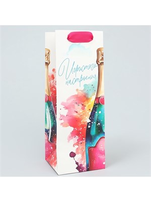 Пакет подарочный под бутылку, «Игристое настроение», 9*25*8.5см 126291