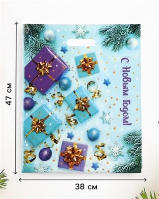 Пакет новогодний «Подарки», полиэтиленовый с вырубной ручкой, 38*47см 126320