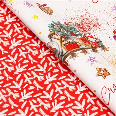 Бумага упаковочная глянцевая двусторонняя «Счастья в Новом году!», 68*100см 126340