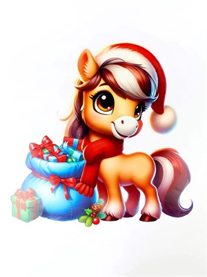 Плакат новогодний «С новым годом», лошадка у подарка, 48.2*27.9см 126406