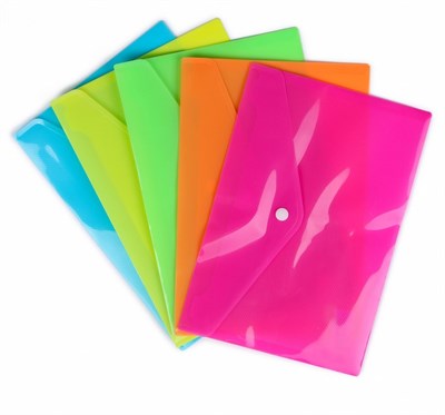 Папка-конверт на кнопке, А5, 180мкм, рифлёная, МИКС 1шт 126415