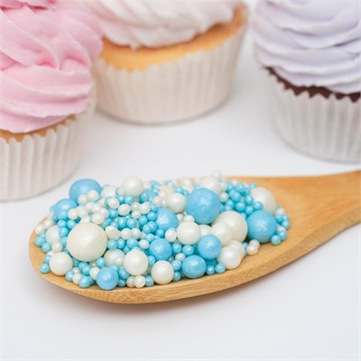 Посыпка кондитерская с мягким центром «Жемчуг» бирюза, серебро, 50гр 126438