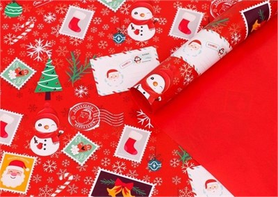 Бумага упаковочная новогодняя глянцевая «Рождественские подарки», двусторонняя, 70*100см 126576