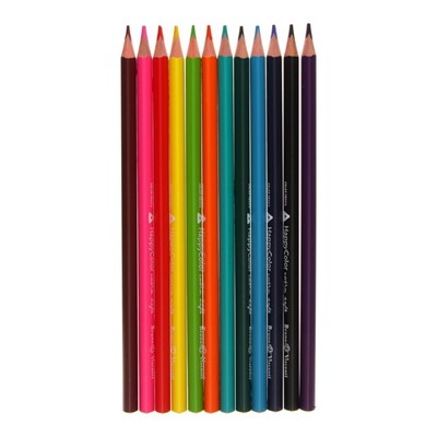 Карандаши цветные 12цв BrunoVisconti Happycolor, трёхгранные, МИКС 126621