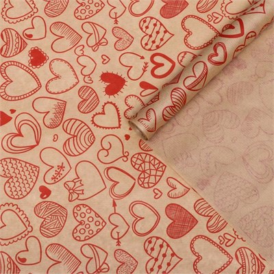 бумага упаковочная крафт сердечки фигурные 0,72*10м  29824