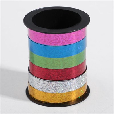 Лента упаковочная голографическая, ассорти, 6цв, 0.8см*3м 17436