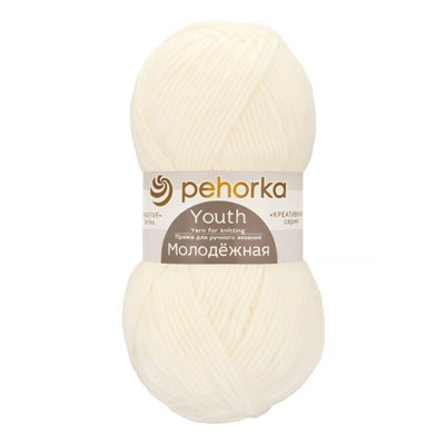 Пехорка Молодежная 200гр 91% акрил/9% полиамид цвет Белый 01 103108