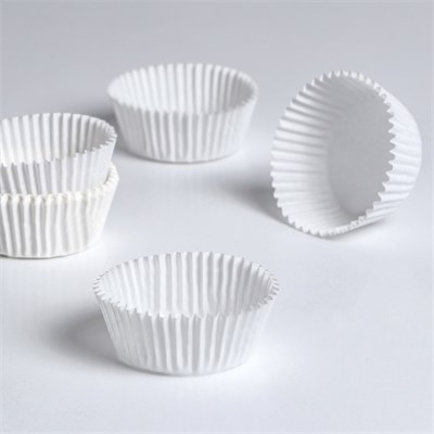 Форма д/выпечки кексов бумажная, 5*2.5см, одноразовая, белая н-р 25-30шт 126885