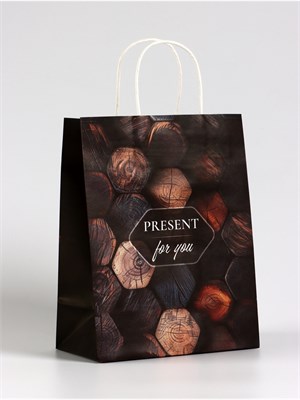 Пакет подарочный крафт Present, 21*11*27см 126984