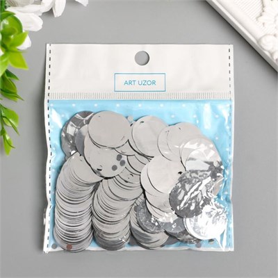 Пайетки "Круг" серебро н-р 30гр d2см 127080