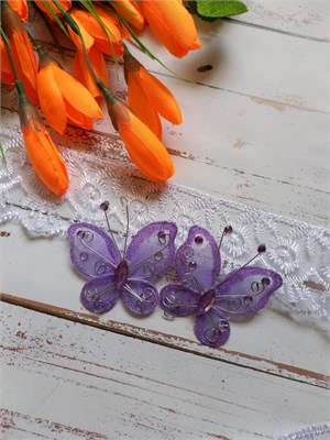 Бабочка капрон 5см н-р 2шт, цв. фиолетовый 107979