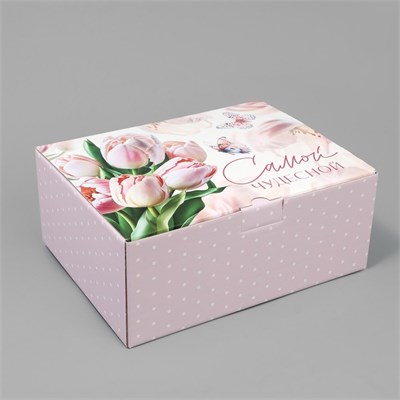 Коробка‒пенал, упаковка подарочная, «Самой нежной», 30*23*12см 127207