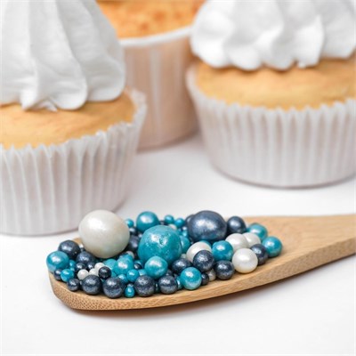 Посыпка кондитерская с мягким центром «Жемчуг»: бирюза, серебро, черный, 50гр 127608