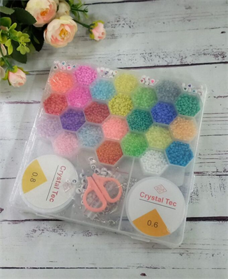 Набор бисера соты 24 яч фурнитура спандекс  114557