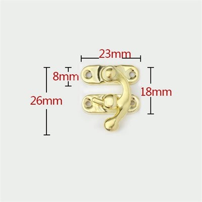 Замок металл д/шкатулок 2,3*8мм + 4 винта, цвет золото 125140
