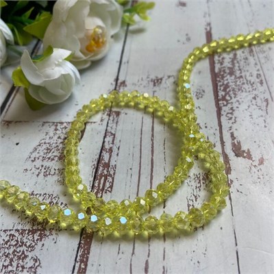 Бусины "хрусталь" 4мм, нить 43-45см Цв. желтый 18918